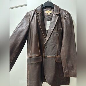 Michael Kors Chocolate Leather Jacket